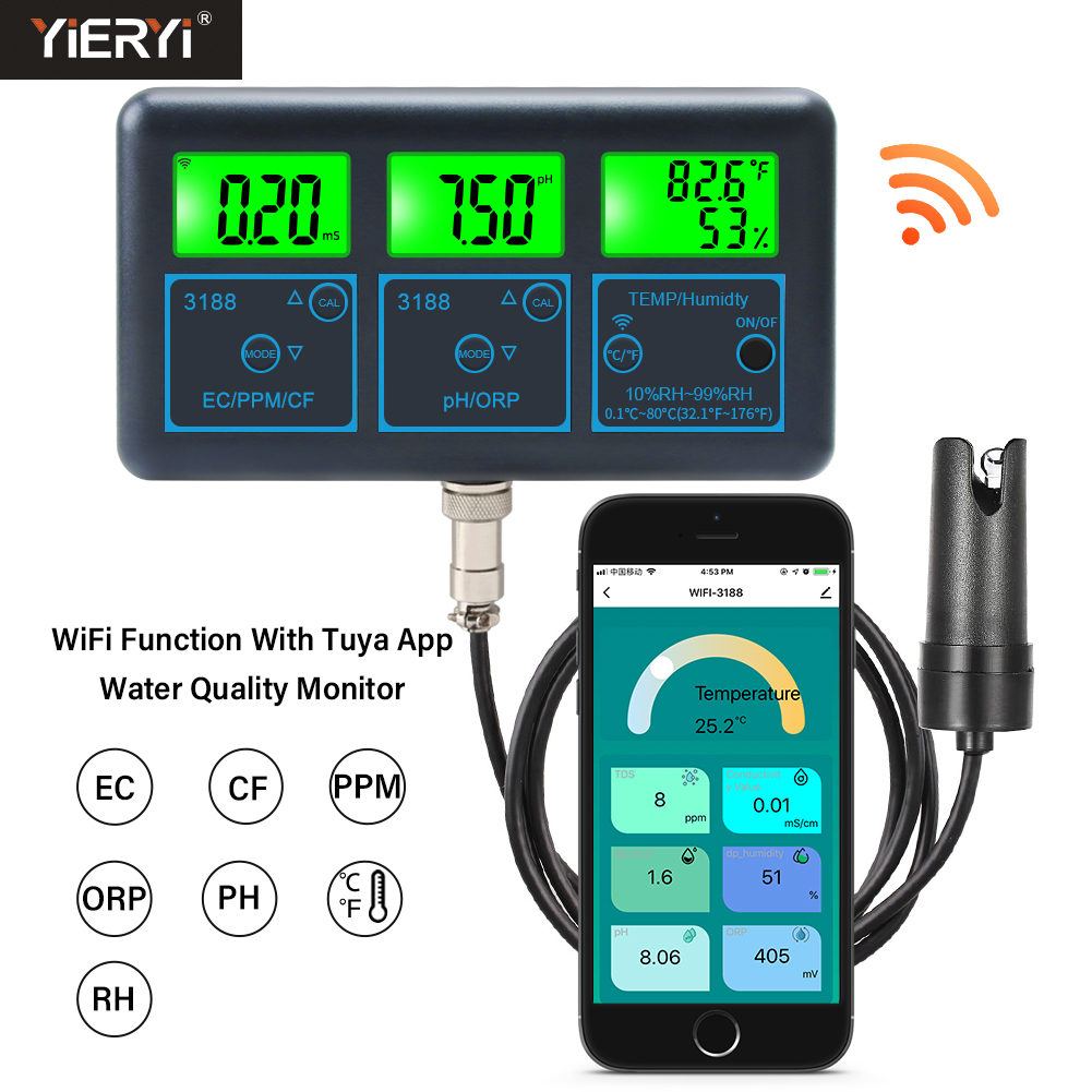 Ph Ec Meter Hydroponic - WiFi PH Meter Temp TDS(ppm) EC