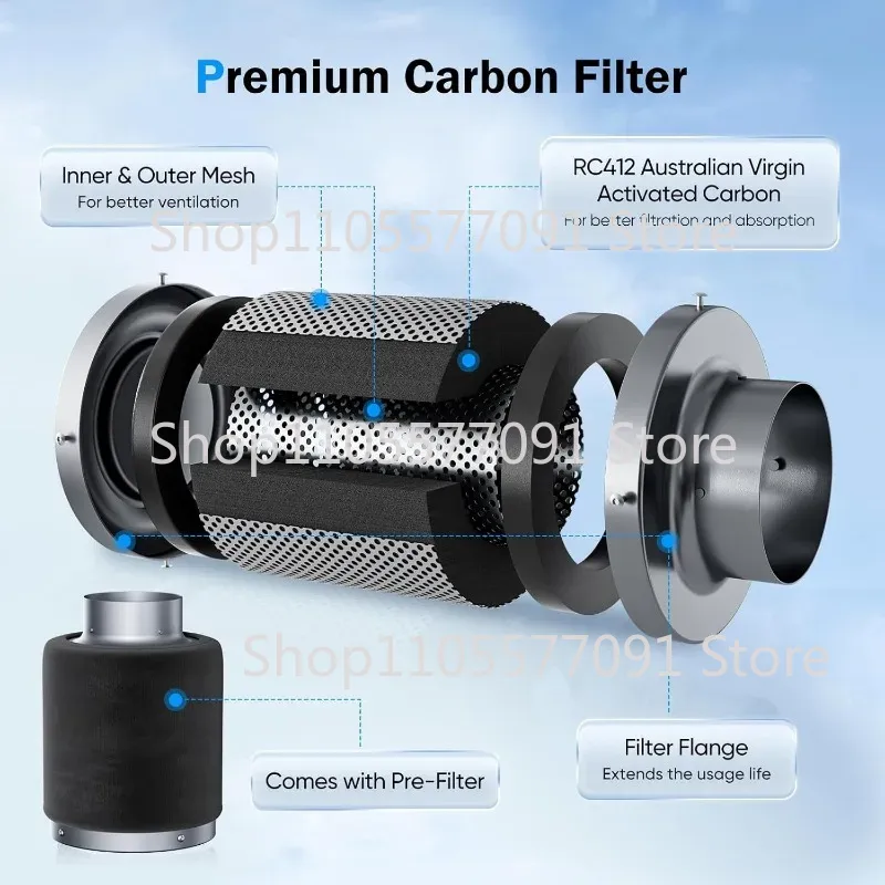 Carbon Filter Grow 6 Inch - Zestaw wentylatora kanałowego EC o średnicy