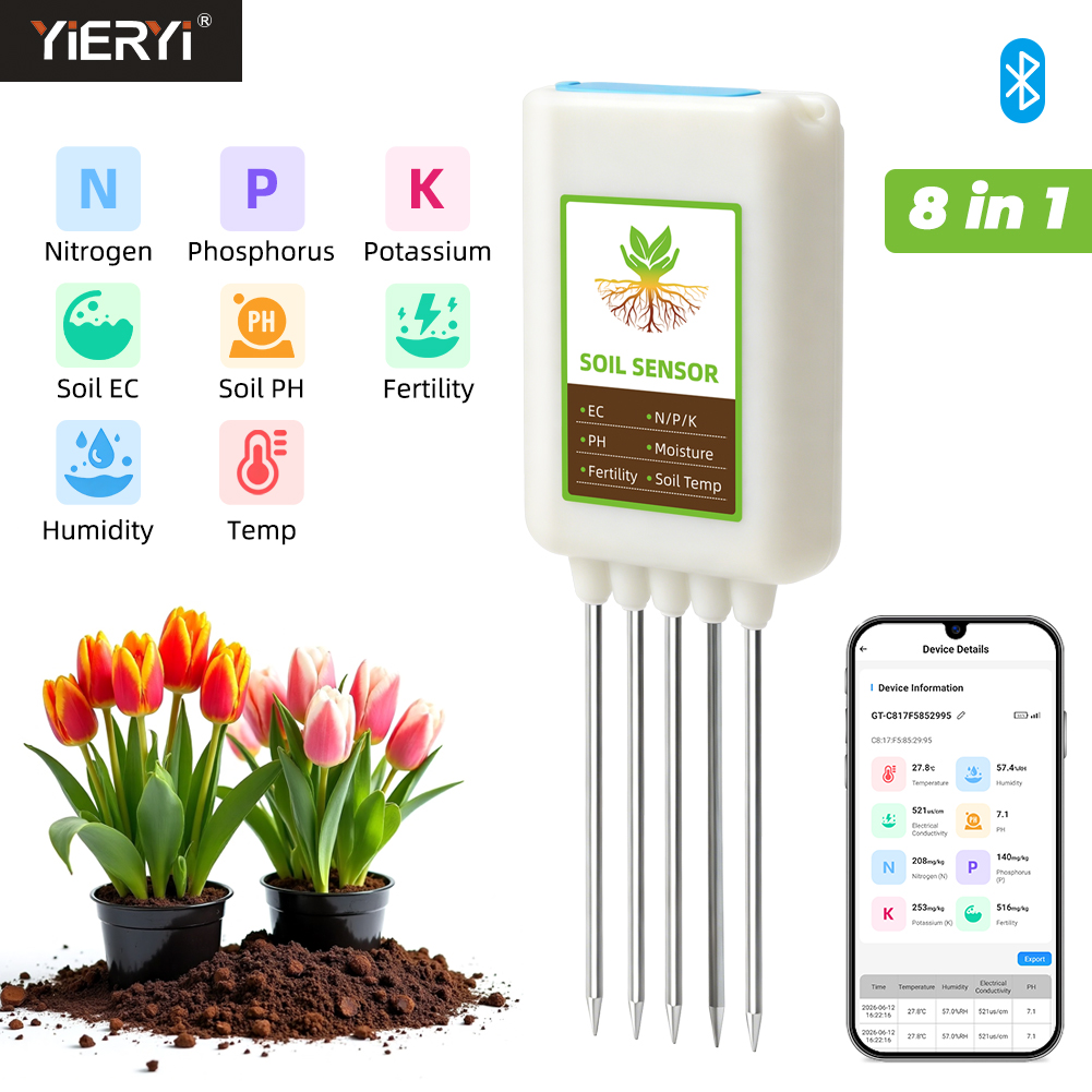 Yieryi Bluetooth 8 w 1 Tester  – Ph Ec Meter Hydroponic recenzja i cena