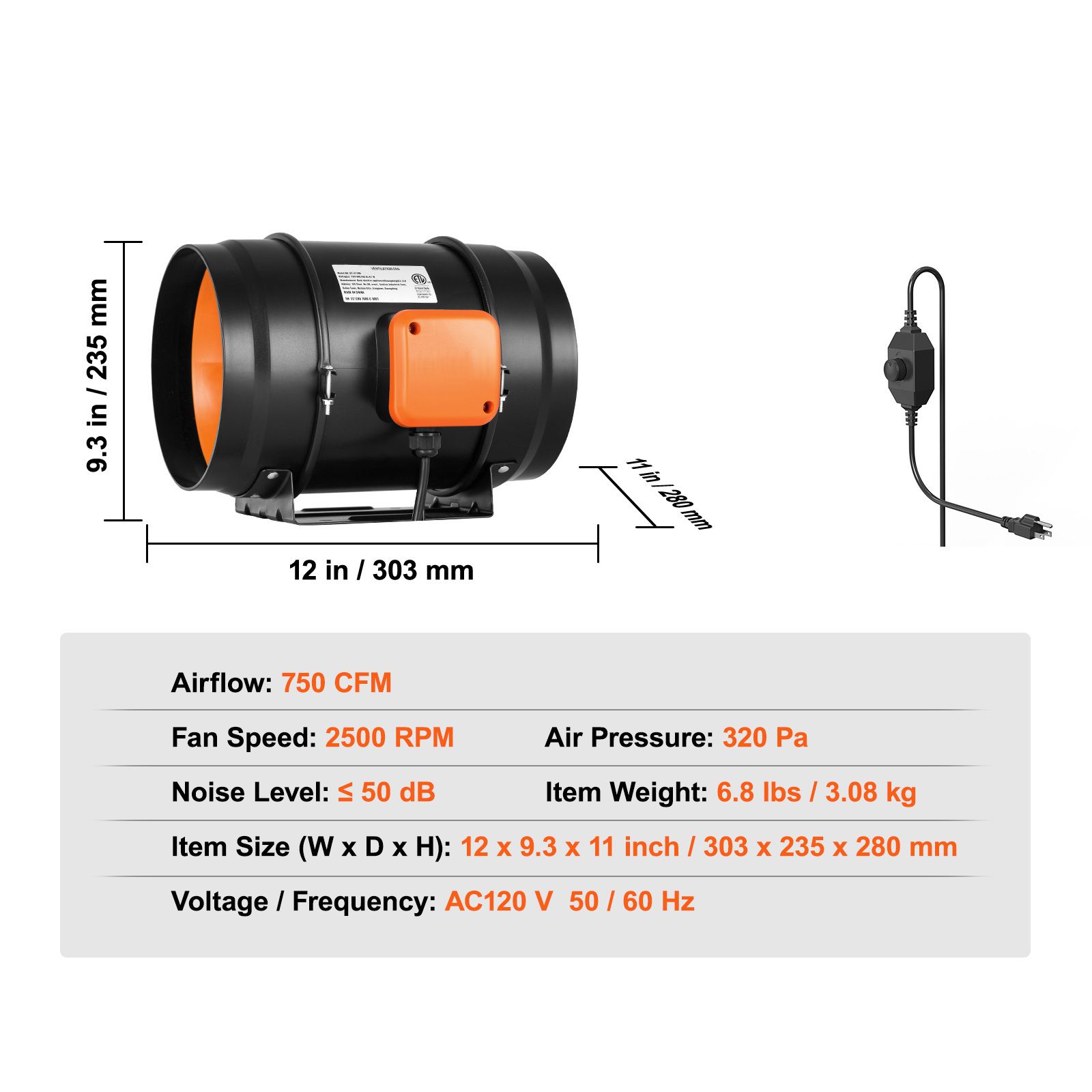 Wentylator kanałowy, 8-calowy, – Inline Duct Fan 8 Inch recenzja i cena